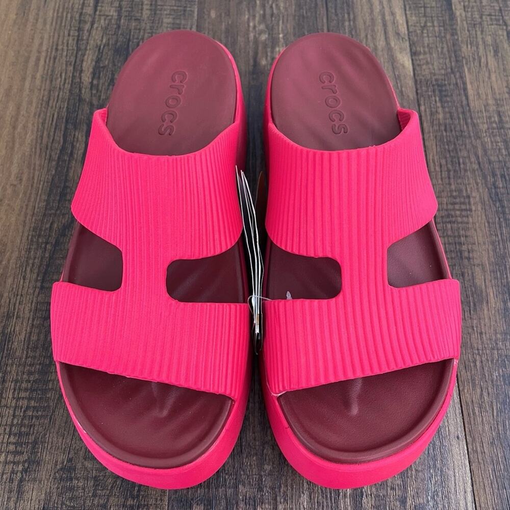Crocs Getaway Groove Chunky Platform Sandal Strappy Size 7 Dragon Fruit Pink - Picture 3 of 14